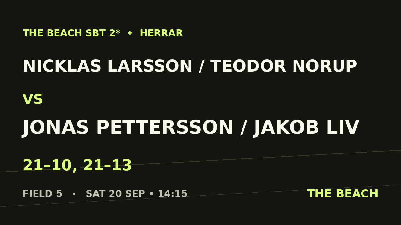 Nicklas Larsson / Teodor Norup vs Jonas Pettersson / Jakob Liv
