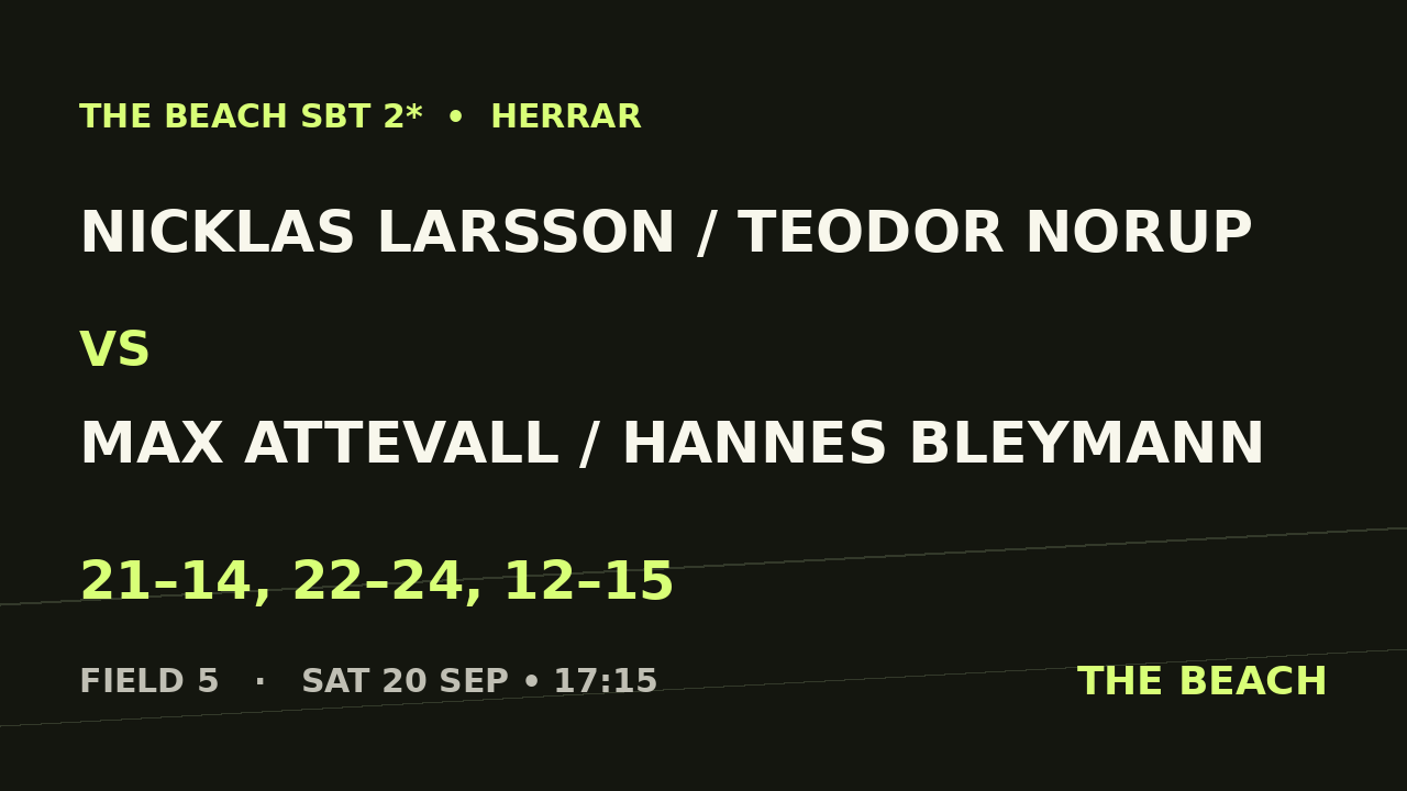 Final – Nicklas Larsson / Teodor Norup vs Max Attevall / Hannes Bleymann