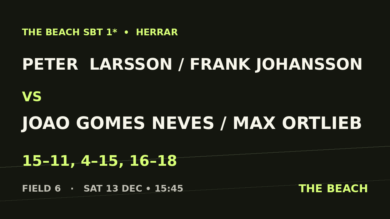Peter  Larsson / Frank Johansson vs Joao Gomes Neves / Max Ortlieb