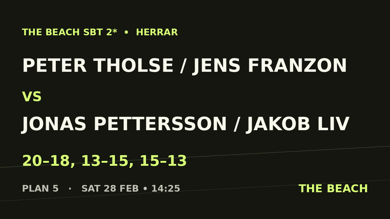 Peter Tholse / Jens Franzon vs Jonas Pettersson / Jakob Liv