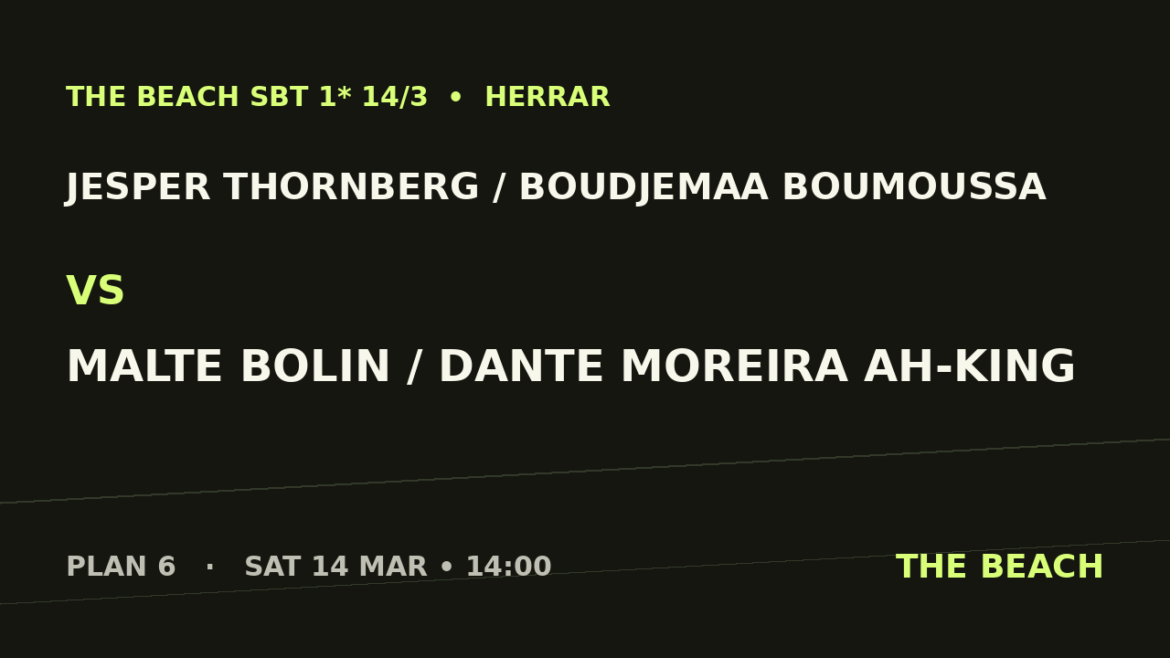 Jesper Thornberg / Boudjemaa Boumoussa vs Malte Bolin / Dante Moreira Ah-King