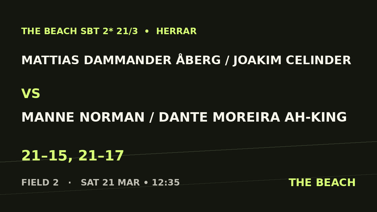 Mattias Dammander Åberg / Joakim Celinder vs Manne Norman / Dante Moreira Ah-King