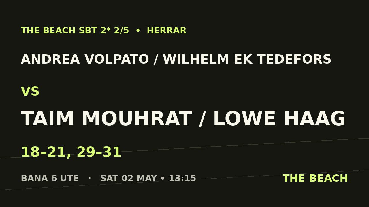 Andrea Volpato / Wilhelm Ek Tedefors vs Taim Mouhrat / Lowe Haag