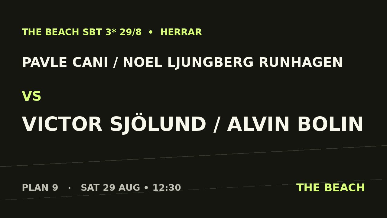 Pavle Cani / Noel Ljungberg Runhagen vs Victor Sjölund / Alvin Bolin